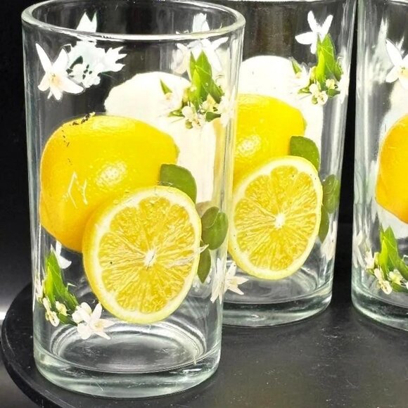 Vintage 1960's Imperial Glass Lemonade Juice Citrus Glasses Set of 4 - Picture 3 of 8